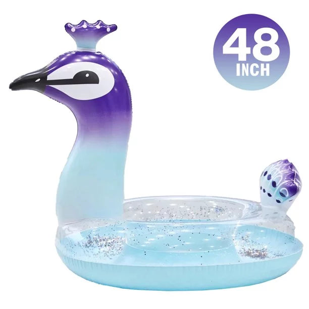 Game Peacock 48 Fun Float with Fast Decorative Inch for Malai Water Glitter Beach Swim Toys Kids Party Lounge Valves Inflatable Pool Raft Floaties | Designed