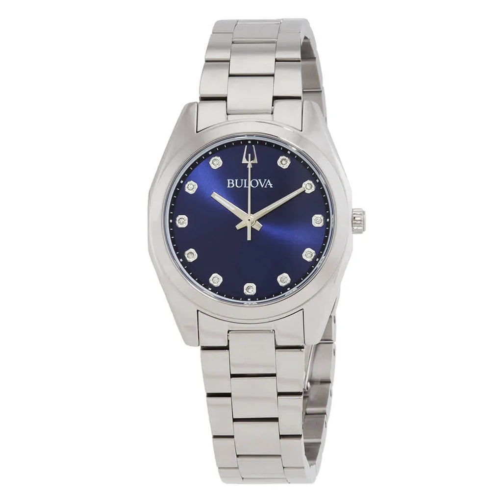 Quartz Dial Blue Surveyor Diamond 96P229 Ladies Watch Bulova