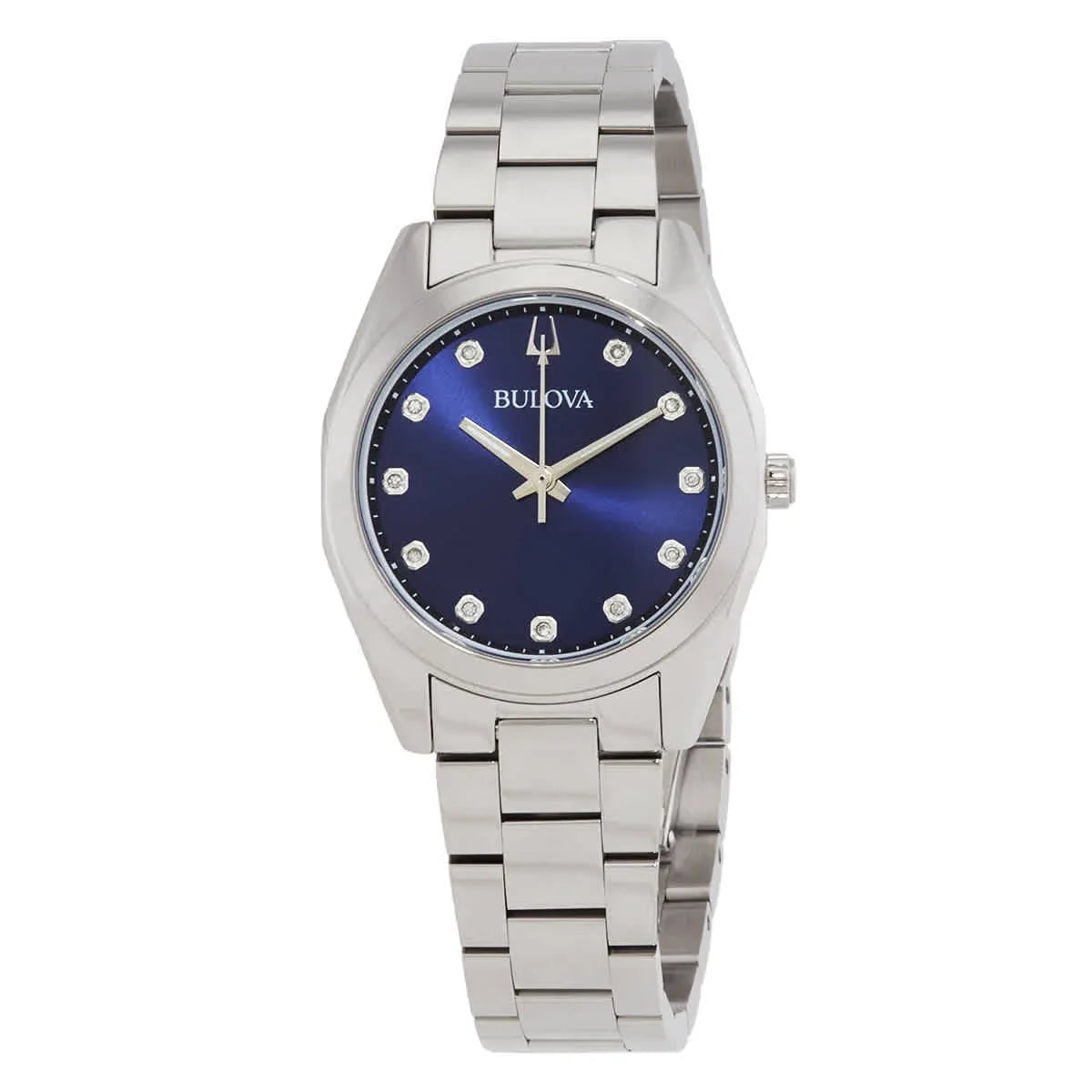 Quartz Dial Blue Surveyor Diamond 96P229 Ladies Watch Bulova