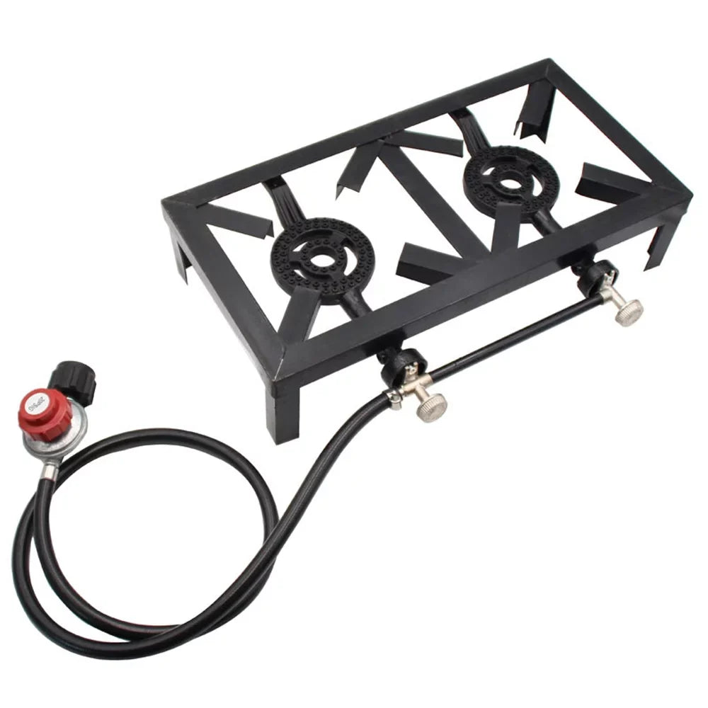Patio Stove Standard) Camping ( Propane BBQ for Double Iron Gas Cast Cooking Nebublu