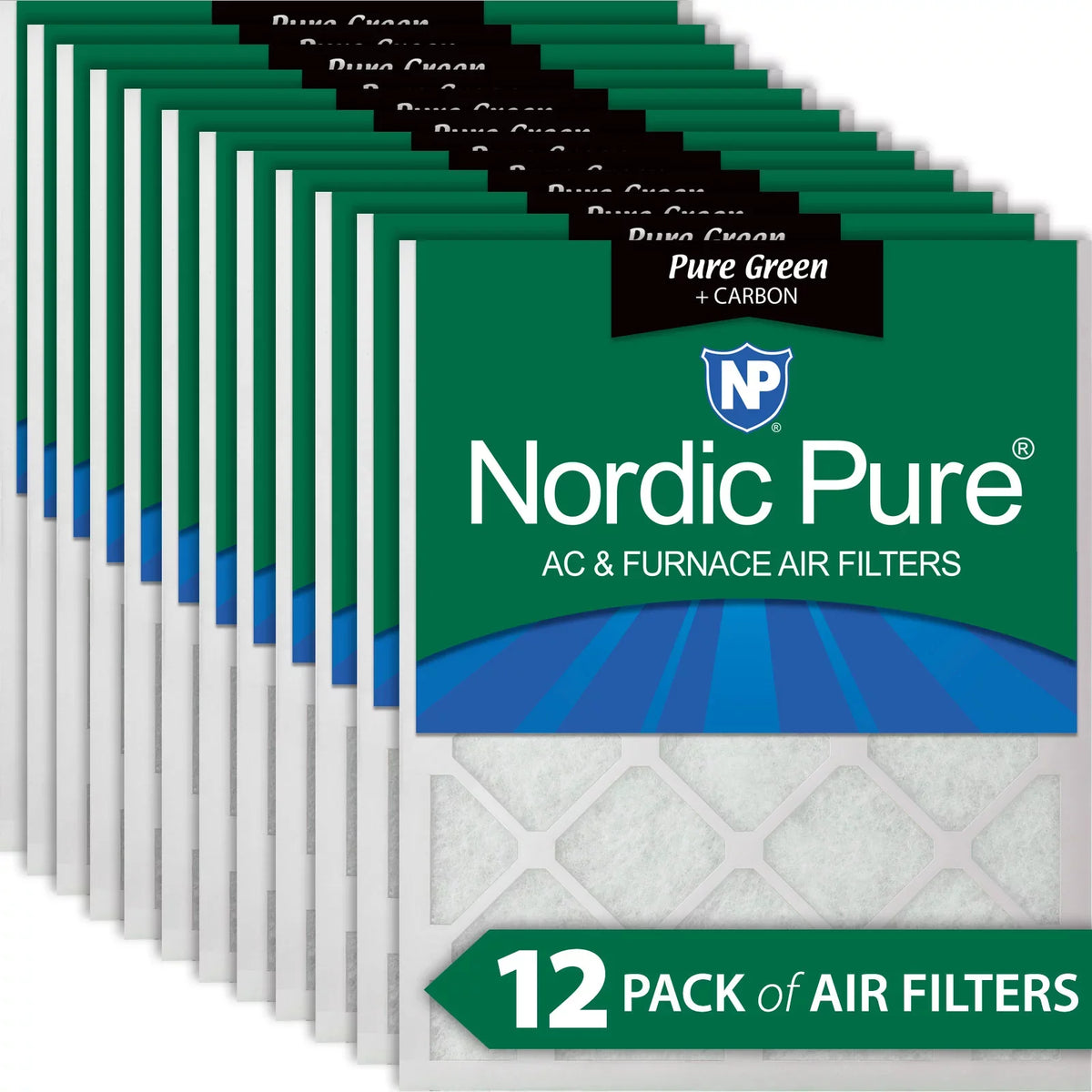 12x24x1 Plus Carbon Air Pack Green Eco-Friendly (11_1/2x23_1/2) Filters 12 Pure
