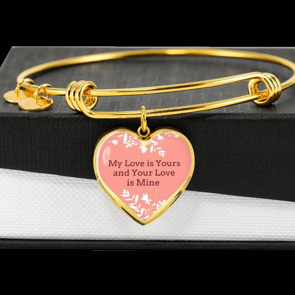 Yours Stainless Heart Steel or is Love Pink Gold My Bangle 18-22" 18k