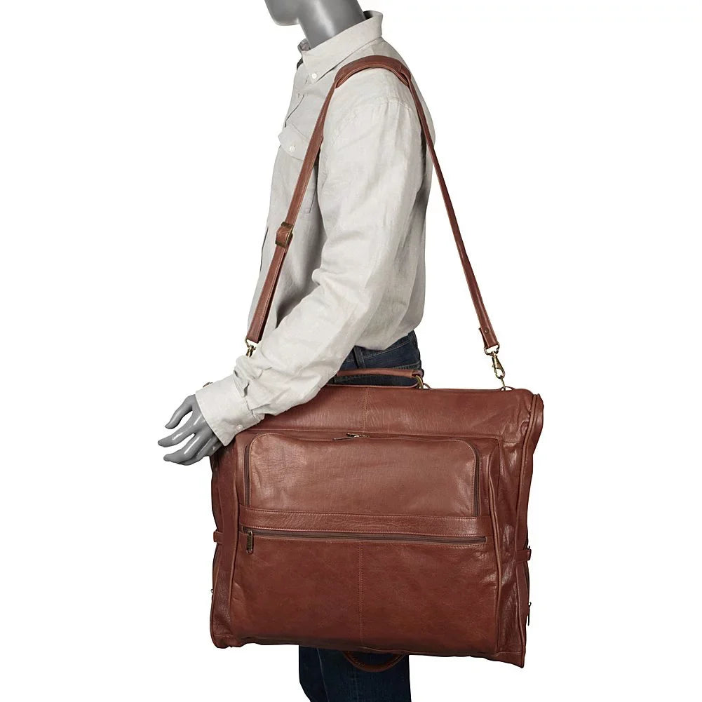 Brown Garment Leather Bag-Color:Dark Amerileather Three-suit