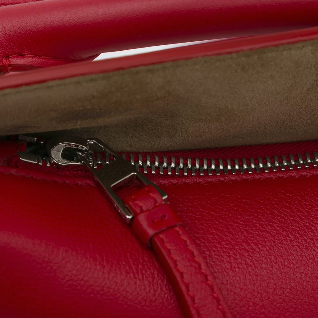 Leather Unisex Pre-Owned Calf Edge Authenticated Puzzle Mushroom LOEWE Red (Good) Small Satchel