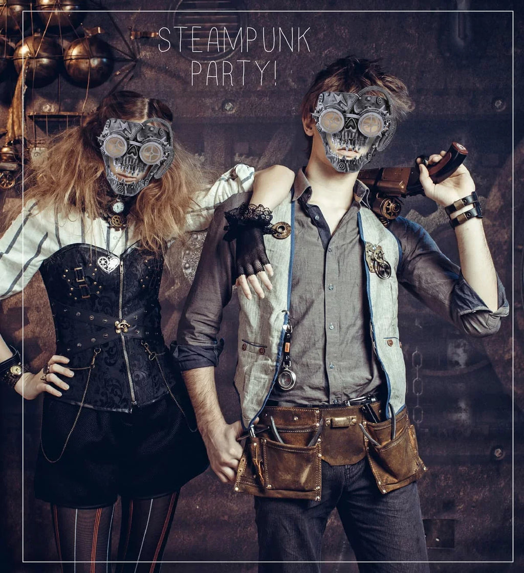 Wired Full Mask Steampunk Attitude Skeleton Costume Studio Goggles Face - Silver