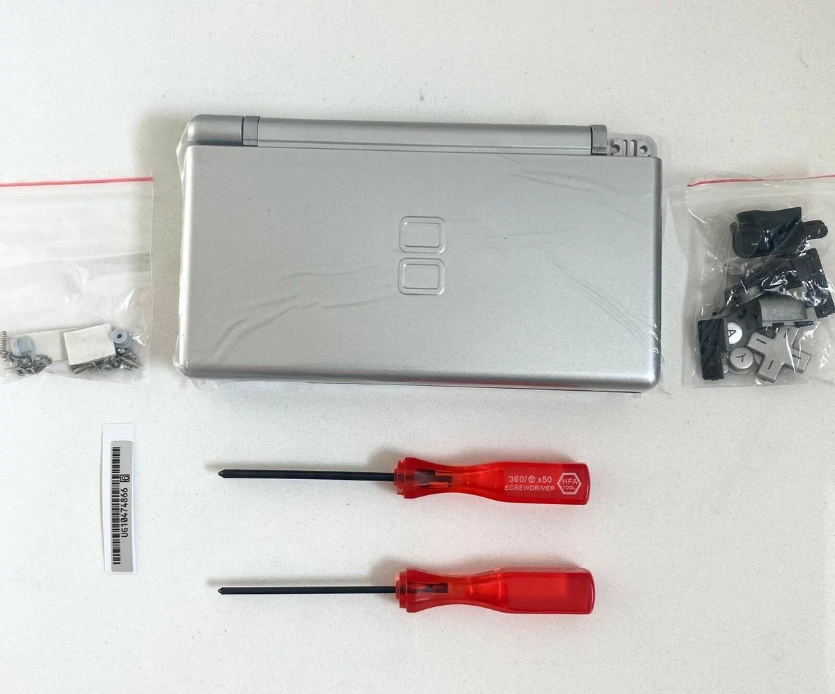 Replacement DS Shell Housing Glass Silver Lite Lens Nintendo for