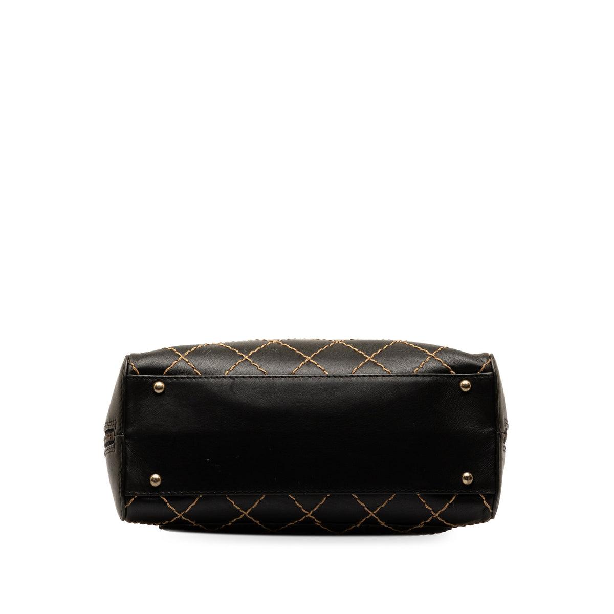 Wild Authenticated CC Handbag Leather Chanel Stitch (Good) Pre-Owned Lambskin HandleBag Top Black Unisex