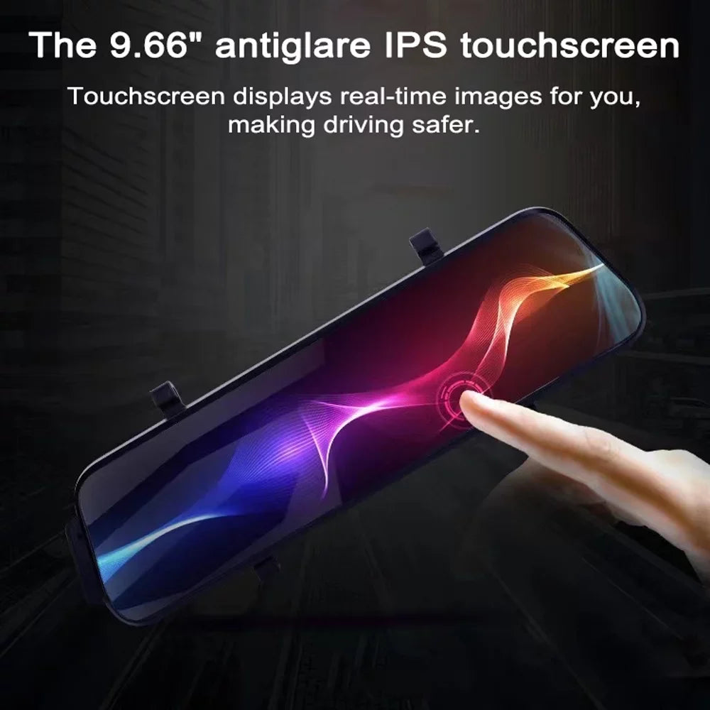 Aibecy Touchscreen Night-Vision Clear 170° Wide Driving Parking 1080P Support Re Loop Detection Monitor Rear with Inch & Motion 9.66 Dash Recorder Dual Locking Collision DVR Angle Recording Front