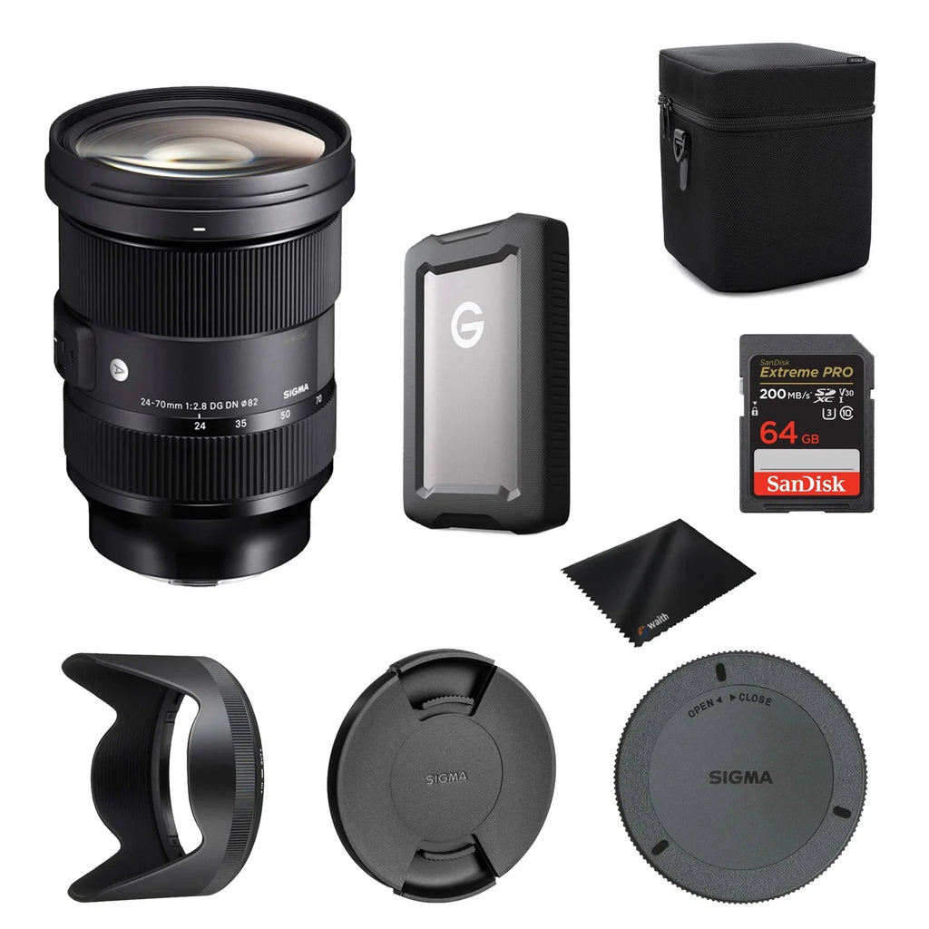 Professional (Bundle USB-C Hard Cleaning 24-70mm Memory with Sigma Card Lens DN Set) Microfiber 64GB F2.8 Cloth DG E for SDXC Gen External 3.2 Extreme and Drive PRO 1TB Waith Sony UHS-I Art 1,