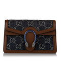Dionysus Pre-Owned Women Crossbody Authenticated Fabric Denim Bag Super GG Mini Gucci Blue