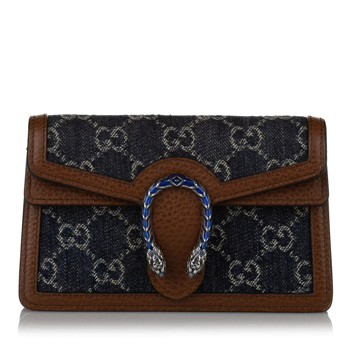 Dionysus Pre-Owned Women Crossbody Authenticated Fabric Denim Bag Super GG Mini Gucci Blue