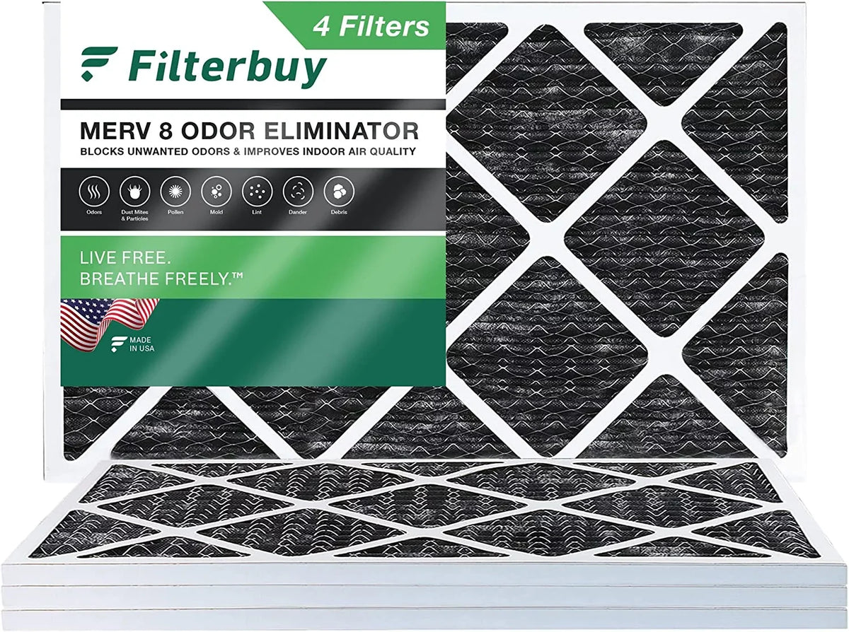 (4-Pack) Furnace MERV 12x30x1 with Filters 8 HVAC Filterbuy Odor Carbon Eliminator AC Pleated Activated Air