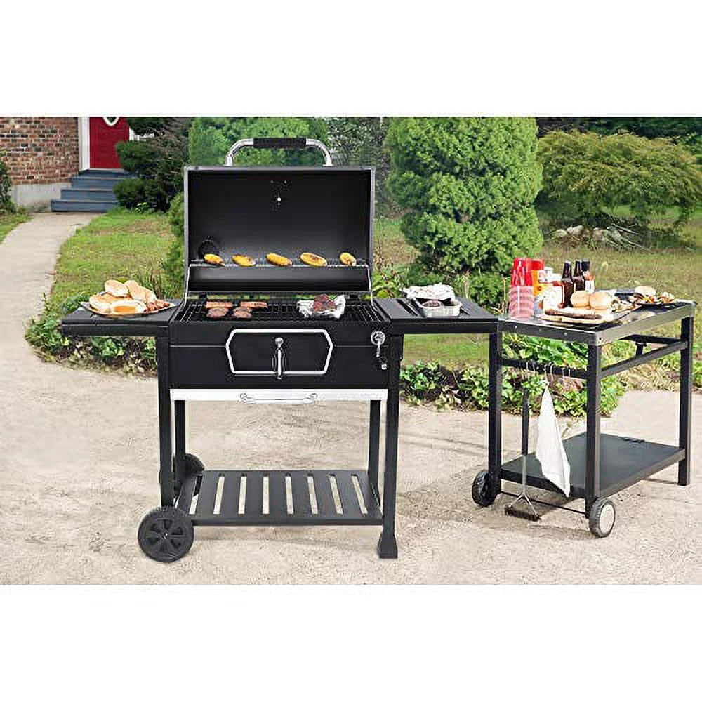 Smoker Charcoal Large 30-Inch CD2030AN Backyard Gourmet BBQ Grill, Cooking, Camping Royal Black, Picnic Deluxe Patio