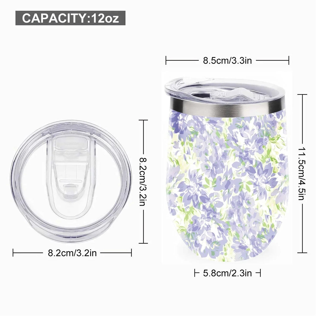 Stainless Cups, Floral Blue U with Insulated Cup 304 with Vacuum Cups Double Layer Belly Hidove 12oz Wine Green Big Eggshell Pattern Lid, Steel Shape Cup Cup Tumbler Insulation