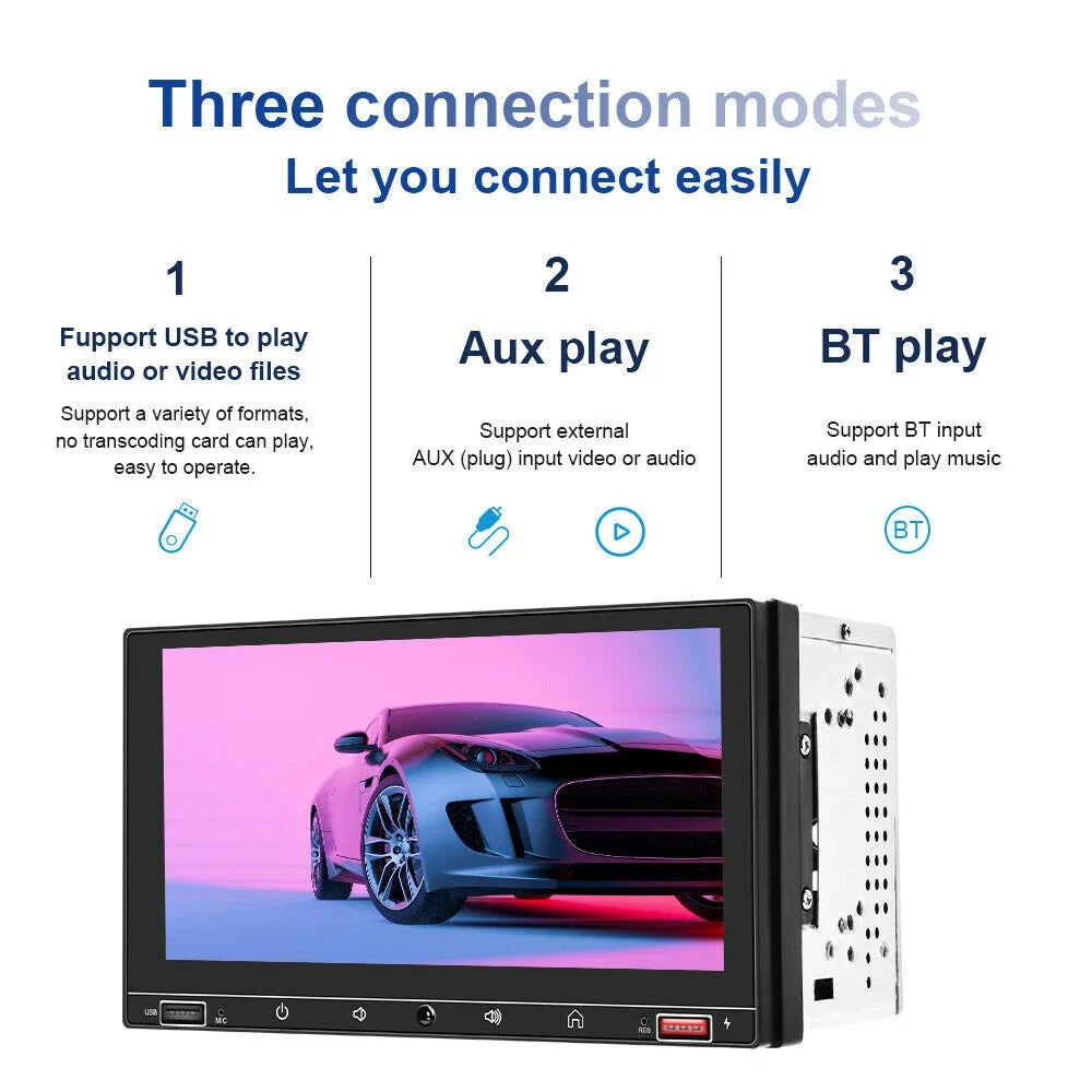 Apple AUX HD 7" Charge Player Bluetooth - Wired Screen Auto Android Stereo Onemayship MP5 & Fast System Carplay Mirror Link Car