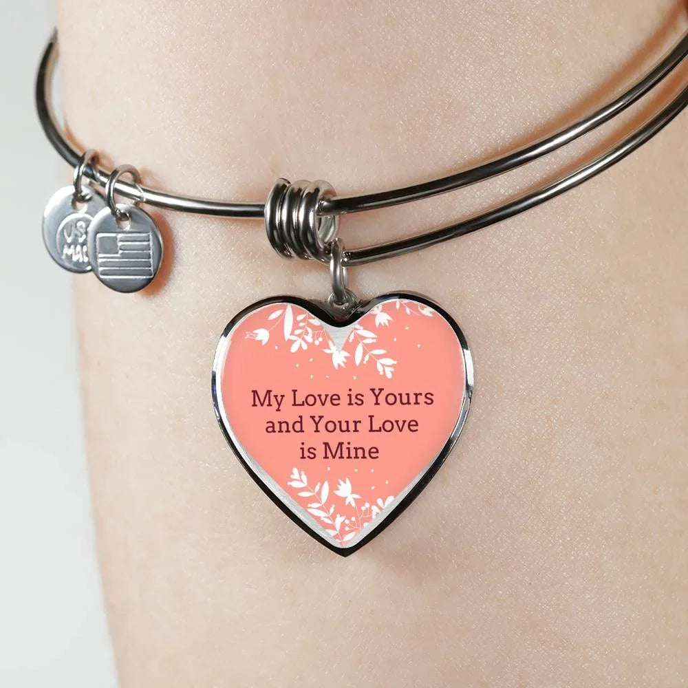 Yours Stainless Heart Steel or is Love Pink Gold My Bangle 18-22" 18k