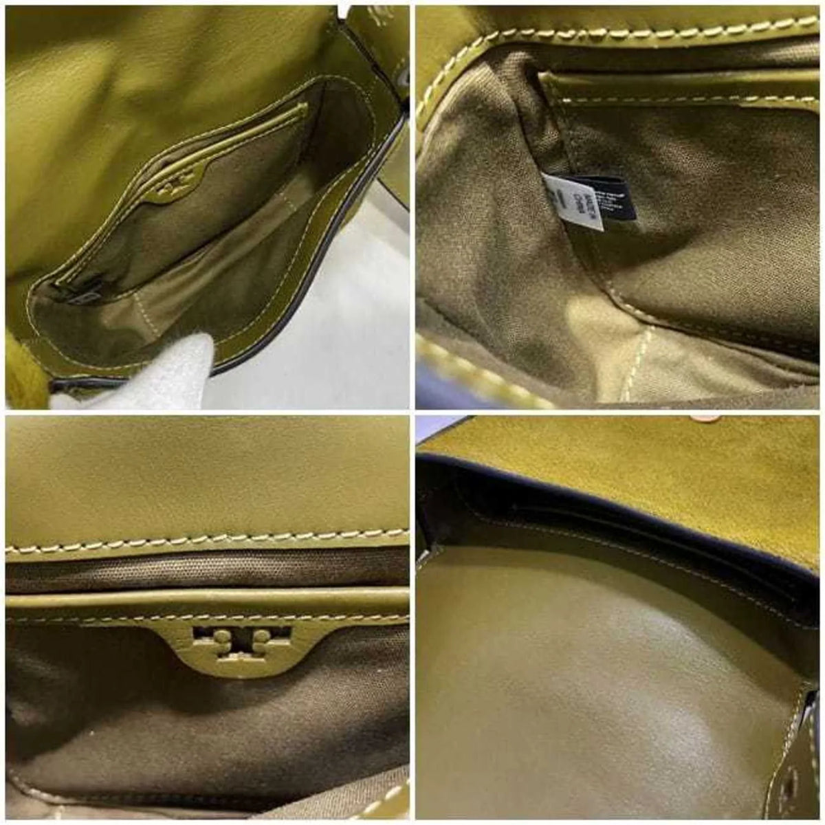 (Good) Belt Moon Burch Harako Leather Bag Half Tory TORY BURCH Women's Pre-Owned Green Flap