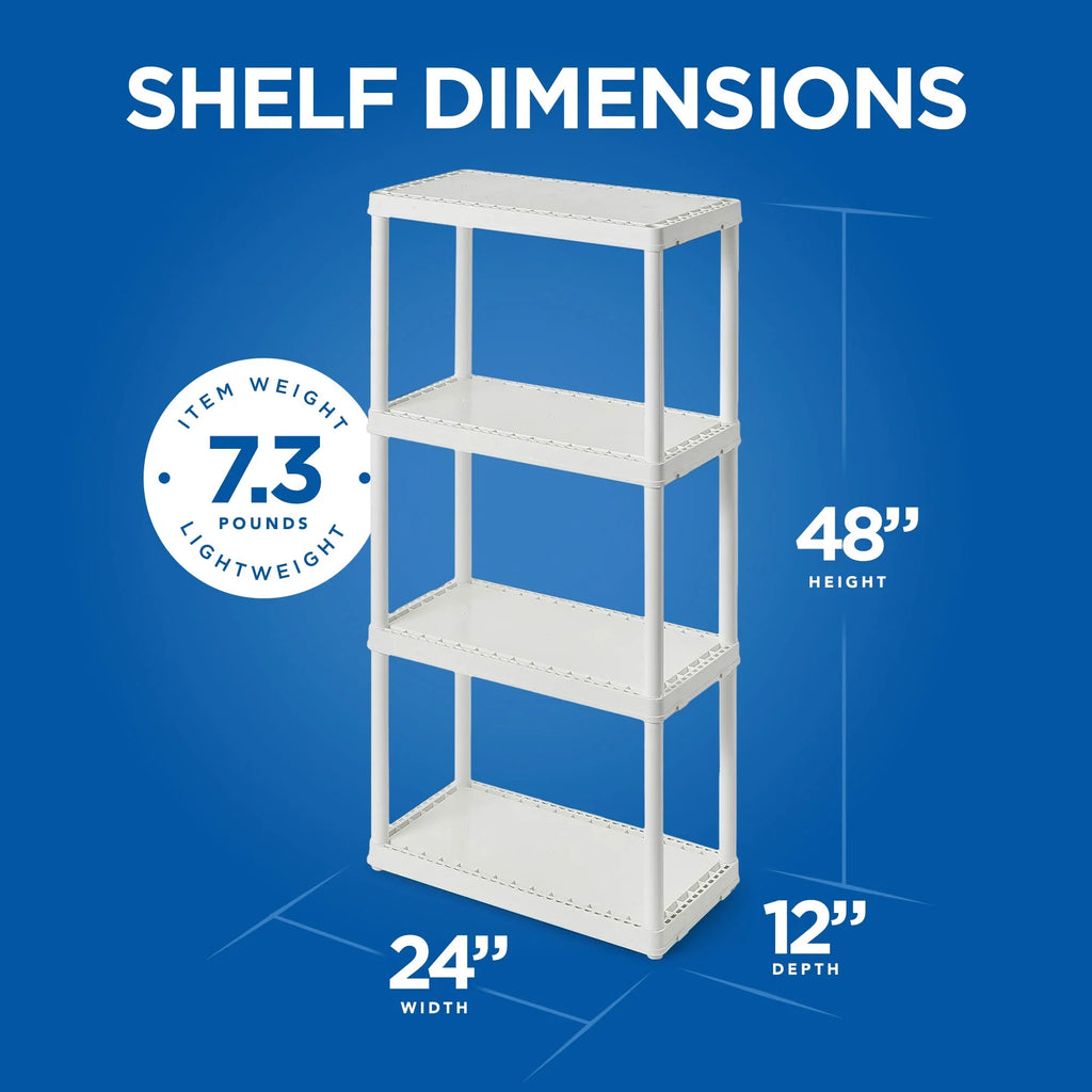 Shelf 4 Light Gracious Living Storage Unit, Duty (2 White Pack) Height Set