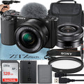 Accessory + Card ZV-E10 + (Black) Bundle Vlog ZeeTech + With 16-50mm Sony Mirrorless Case Lens Camera + Alpha 128GB Memory Tripod