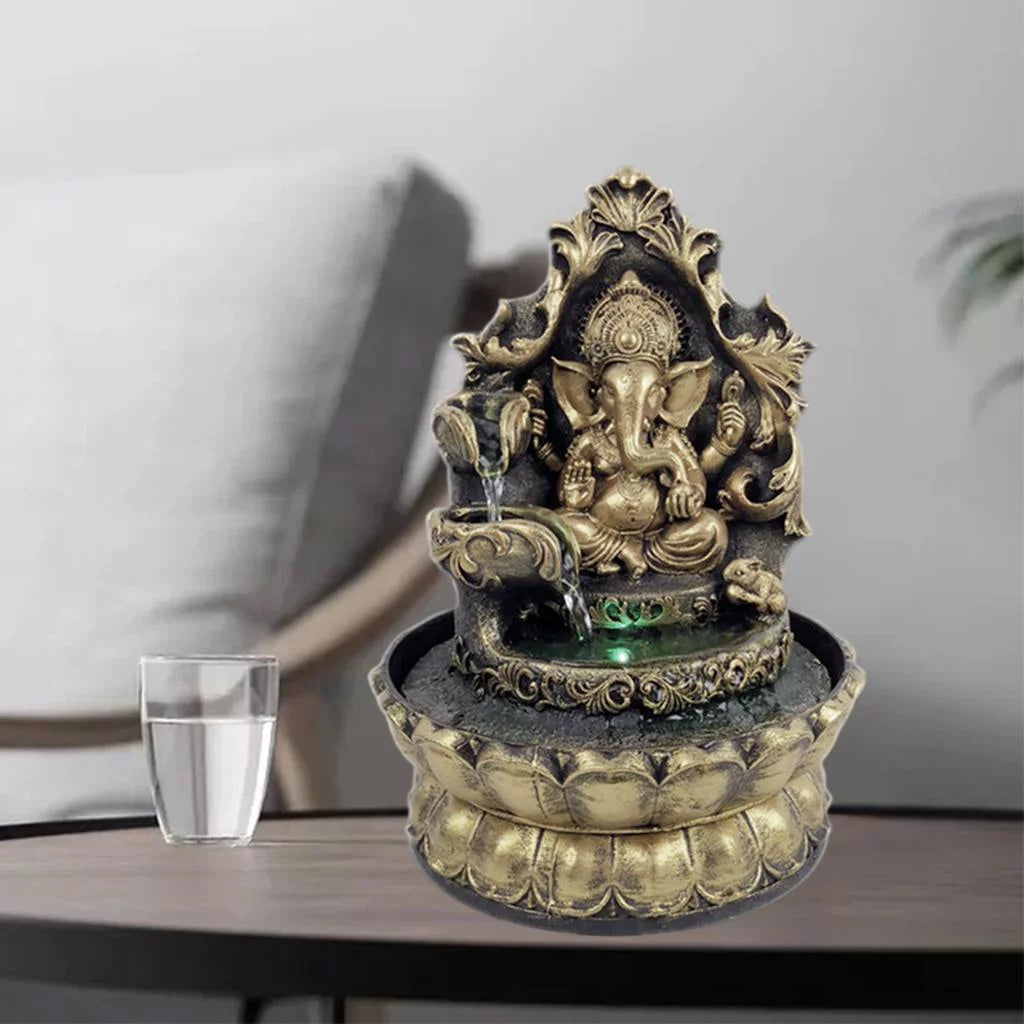 Water Humidifier Air Office Hindu Tabletop Compact Led Decor Statue Fountain HandMade