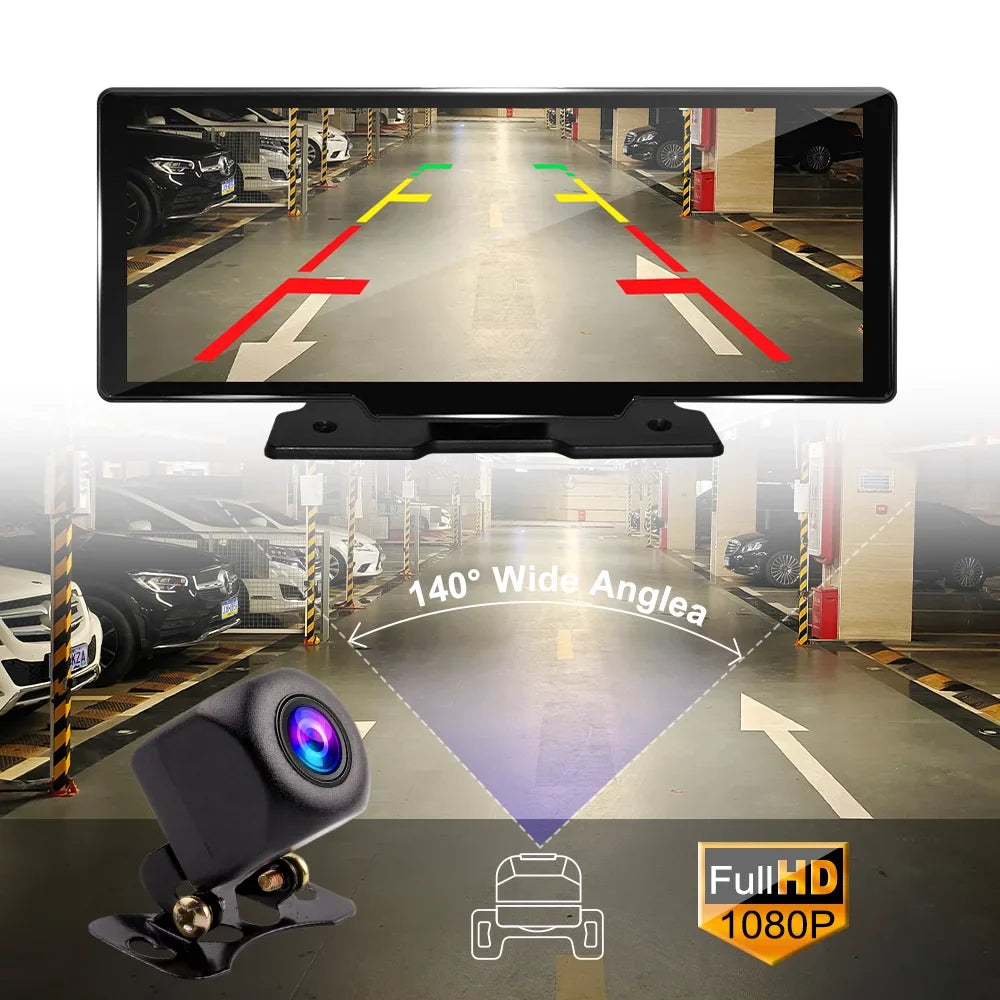 IPS Dash , Android Adas Front Back Auto for touch cameras Apple Navigation and Cam recording CarPlay Screen 4K with 2 Portable DVR 10.26"
