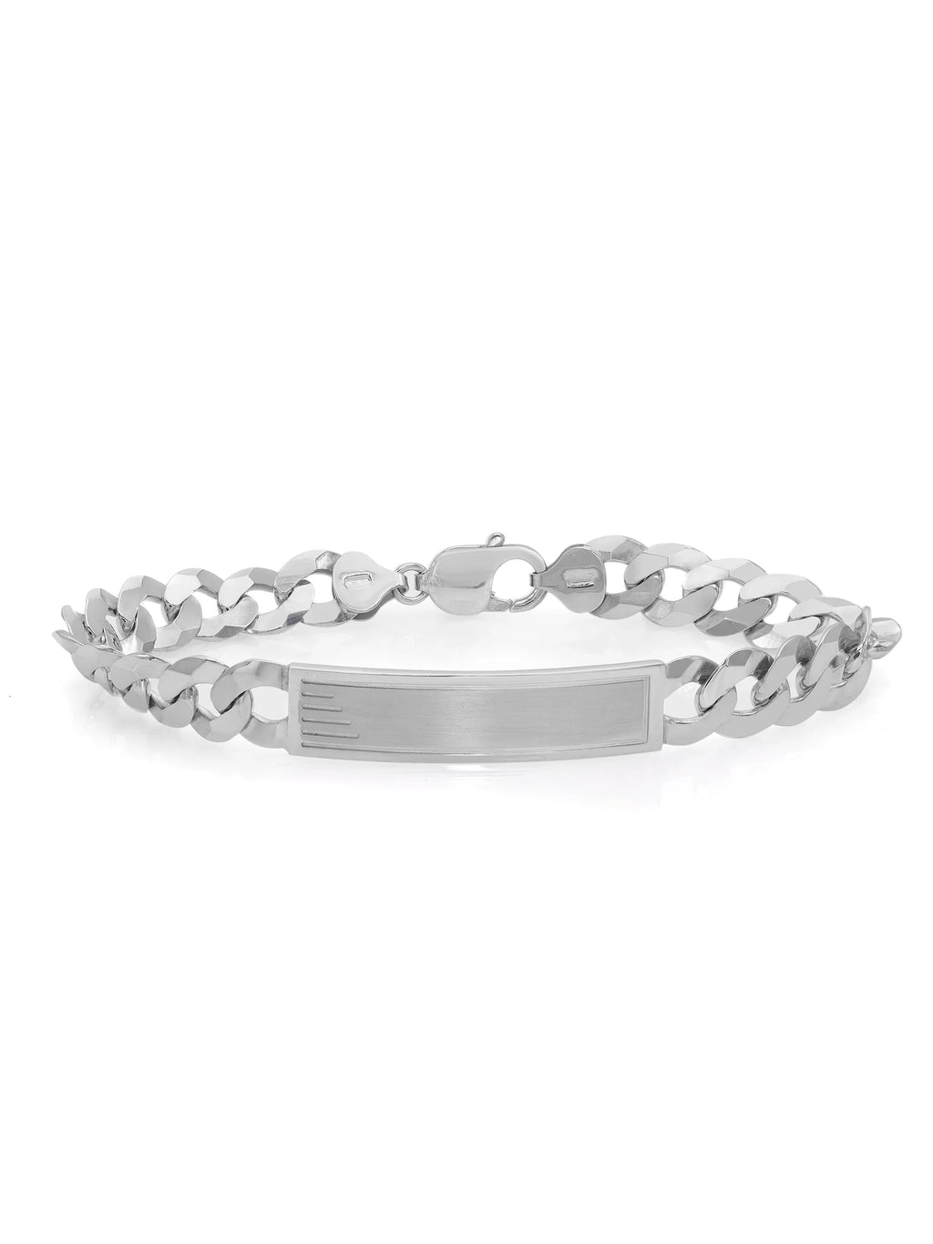 Bracelet Polished Link Mens Chain Sterling Inches ID 925 Silver 9 Cuban Curb