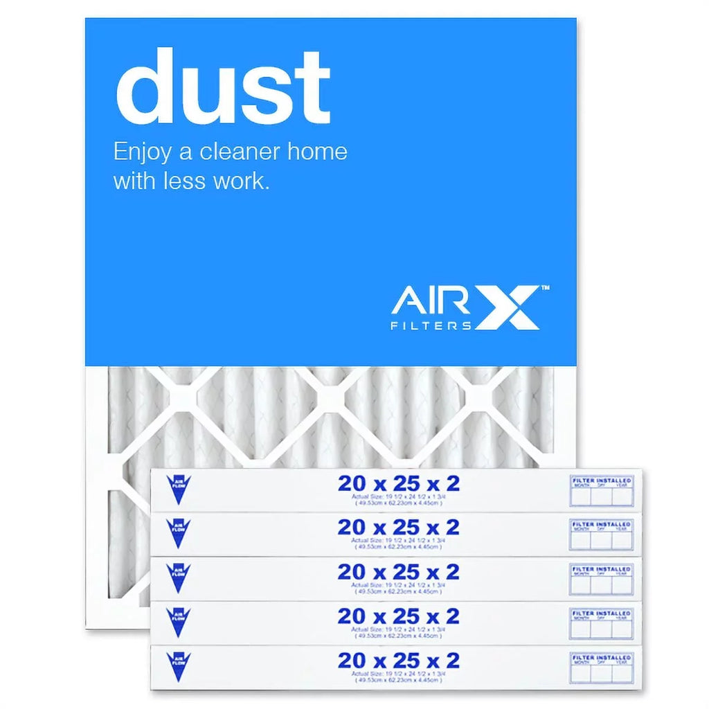 8 in Furnace 20x25x2 Filters Dust Pleated the Made Air Filter USA MERV AIRx Air HVAC Filter, 6-Pack, AC