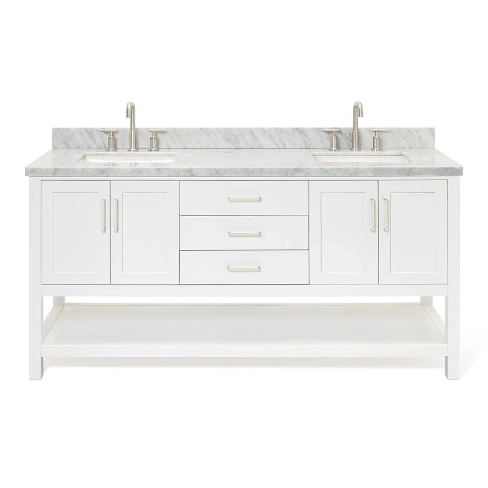 S073dcwrvo Double Standing - Ariel Magnolia 73" Free Basin White Vanity Set
