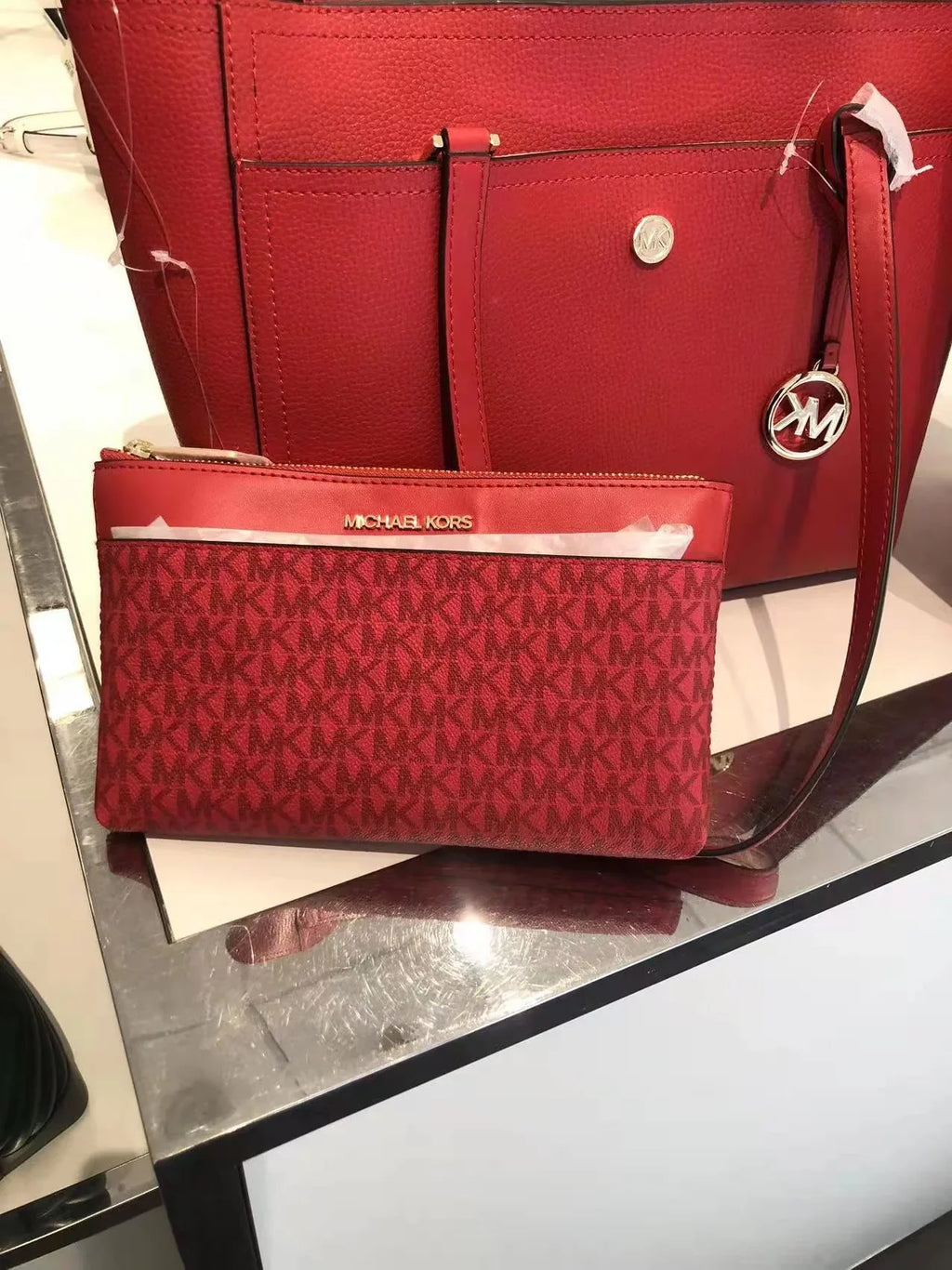 3-In-1 Flame Large 35T1G5Mt7T Leather Bag Kors Michael Multi Pebbled In Maisie Tote