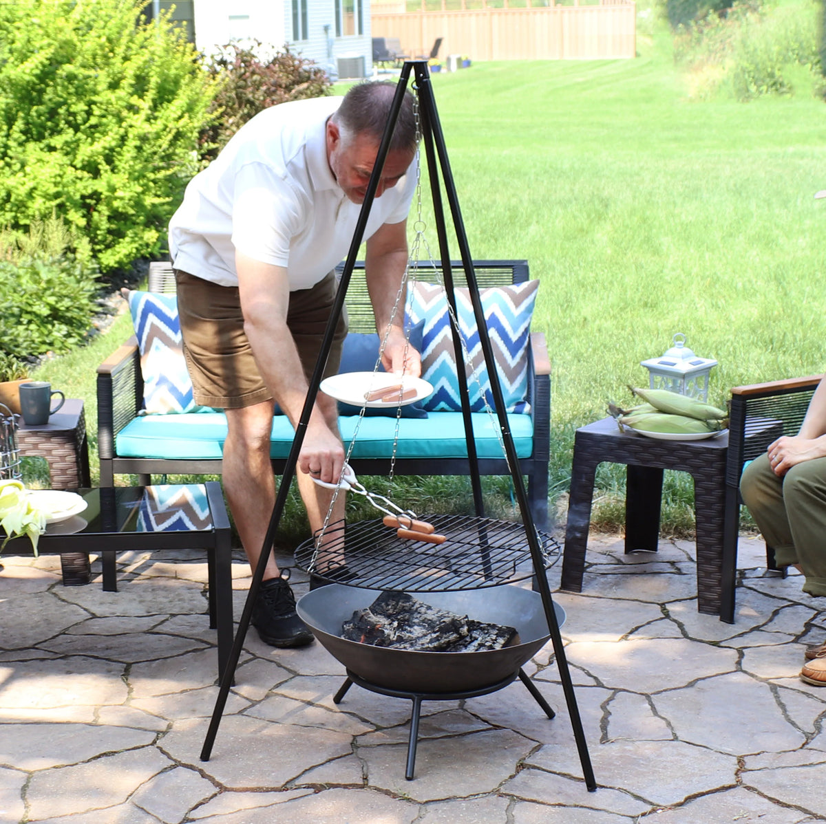 Tripod Cooking Diameter Grilling Sunnydaze - Set Grate 22" with