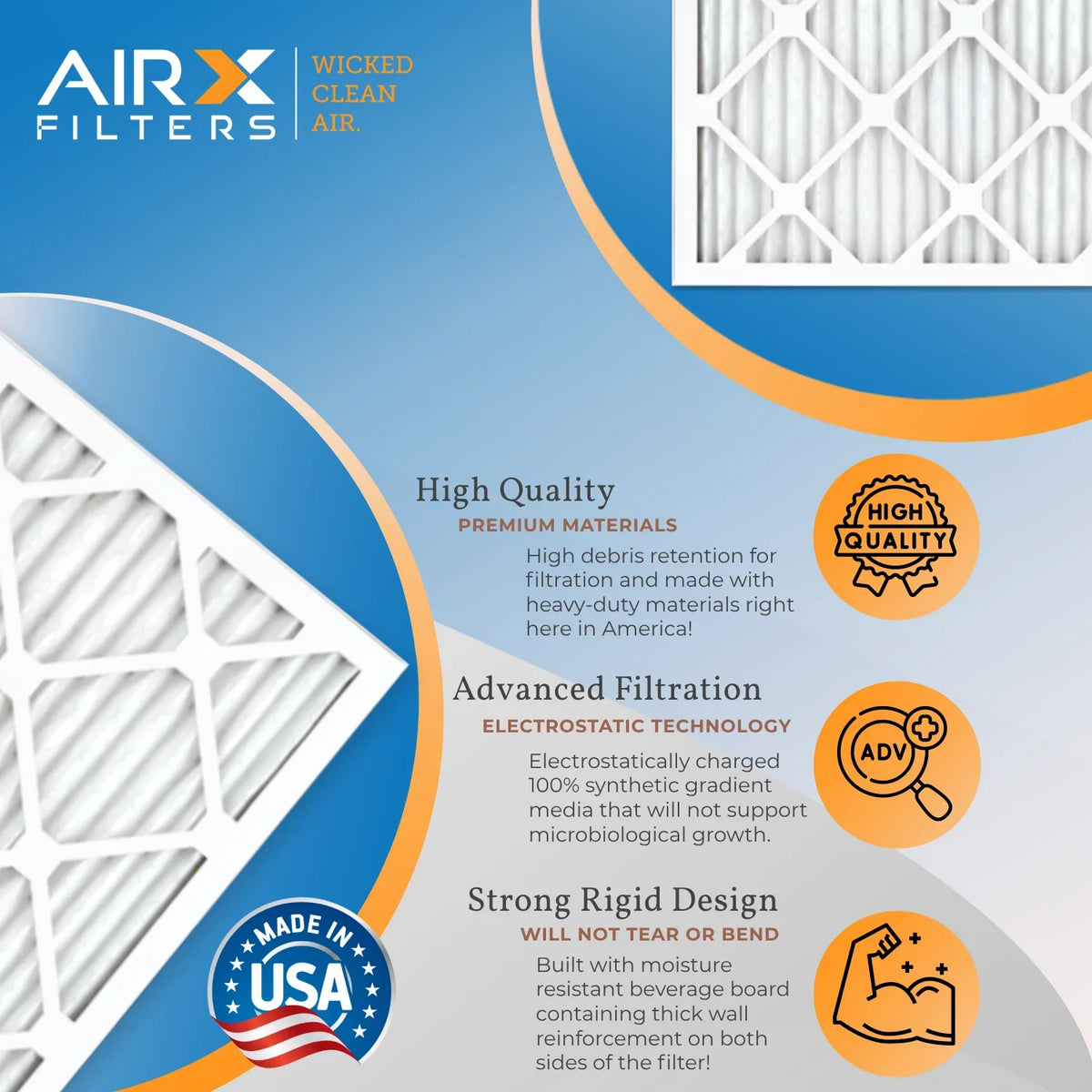 WICKED to Air Filters Comparable FILTERS 700 AC & 5 Conditioner AIRX 6 Air FPR CLEAN MERV AIR. USA HVAC Pack Filter Furnace Premium Filter 20x25x1 8 20x25x1 Made Electrostatic Pleated MPR by