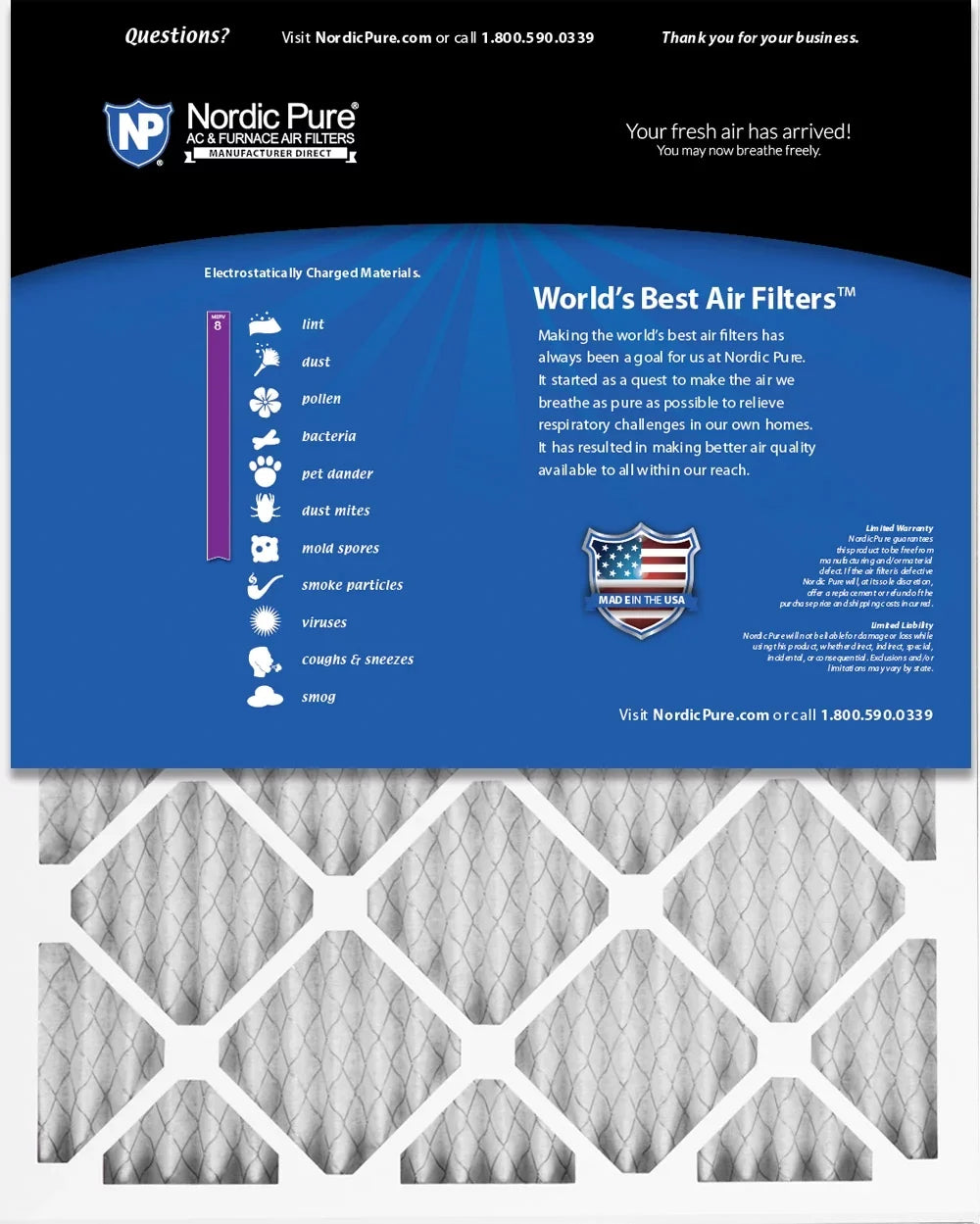 8 Pleated (15_1/2x24_1/2) Filters 16x25x1 Air Pack MERV 24