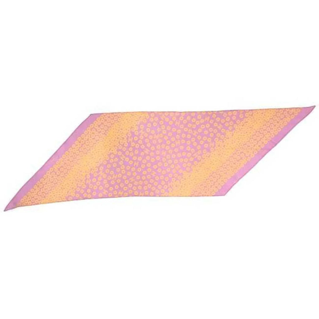 muffler 100% ladies yellow Pre-Owned here pink scarf see-through mark flower Chanel (Good) CHANEL silk