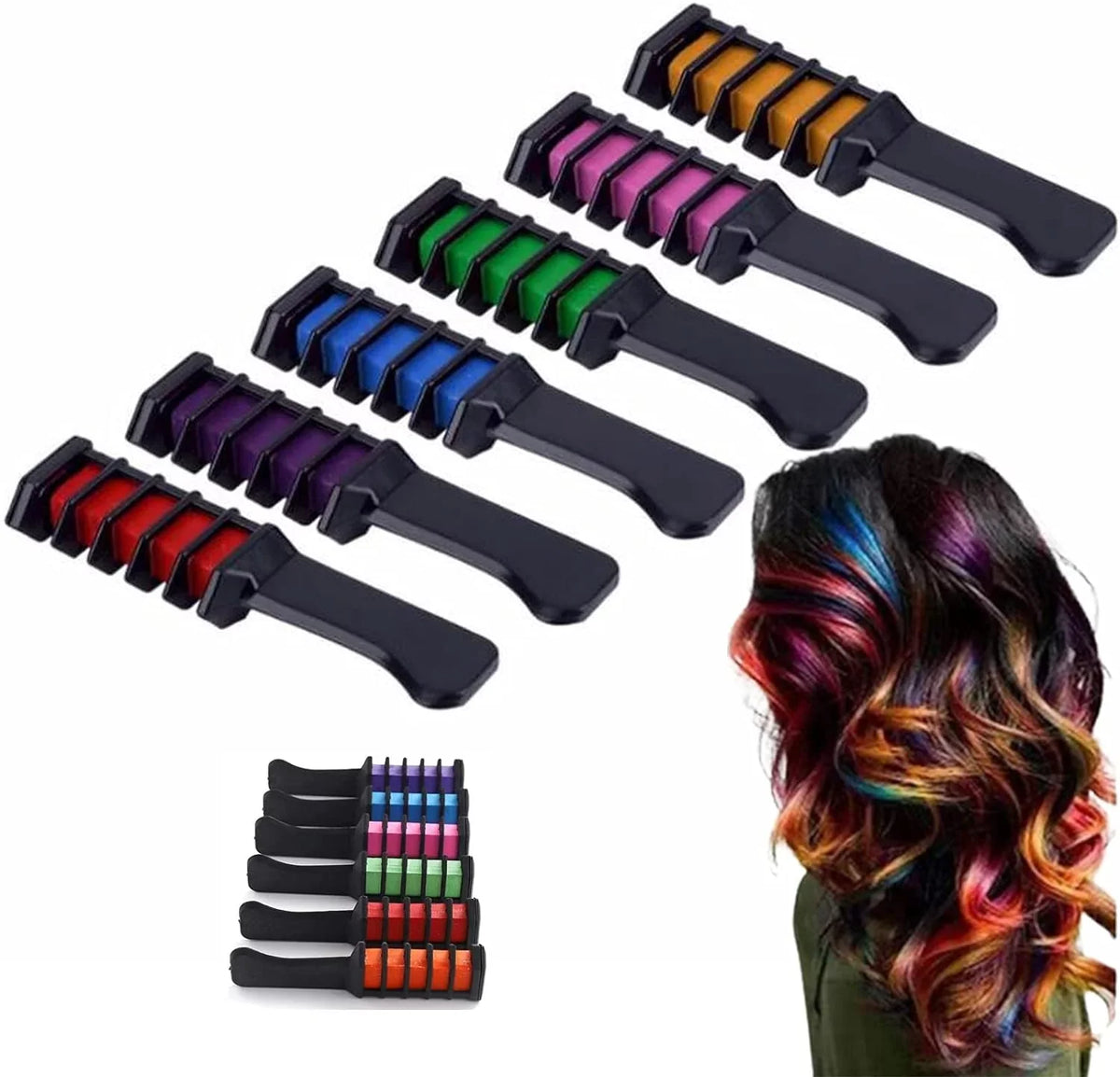 Dye Makeup Chalk 10 Pens Halloween Temporary Washable Combs, Chalk Easy Hair Kids for Birthday for Hair Girls Hair Pens Dye Colourful, Bright