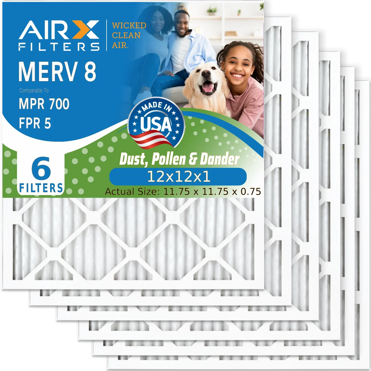 Filter MERV Air MPR AIR. Comparable Pleated AC WICKED 700 6 USA HVAC 5 Premium AIRX 12x12x1 Furnace by Filters CLEAN & to Air FPR Electrostatic 12x12x1 Made Filter Pack Conditioner 8 FILTERS