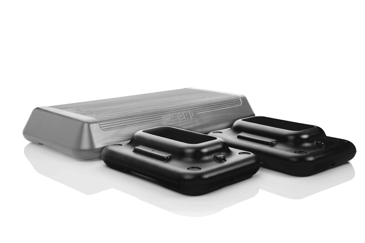 Black with Two Stepper Platform Circuit Size Aerobic Original Risers Grey The Original Step Nonslip and Platform