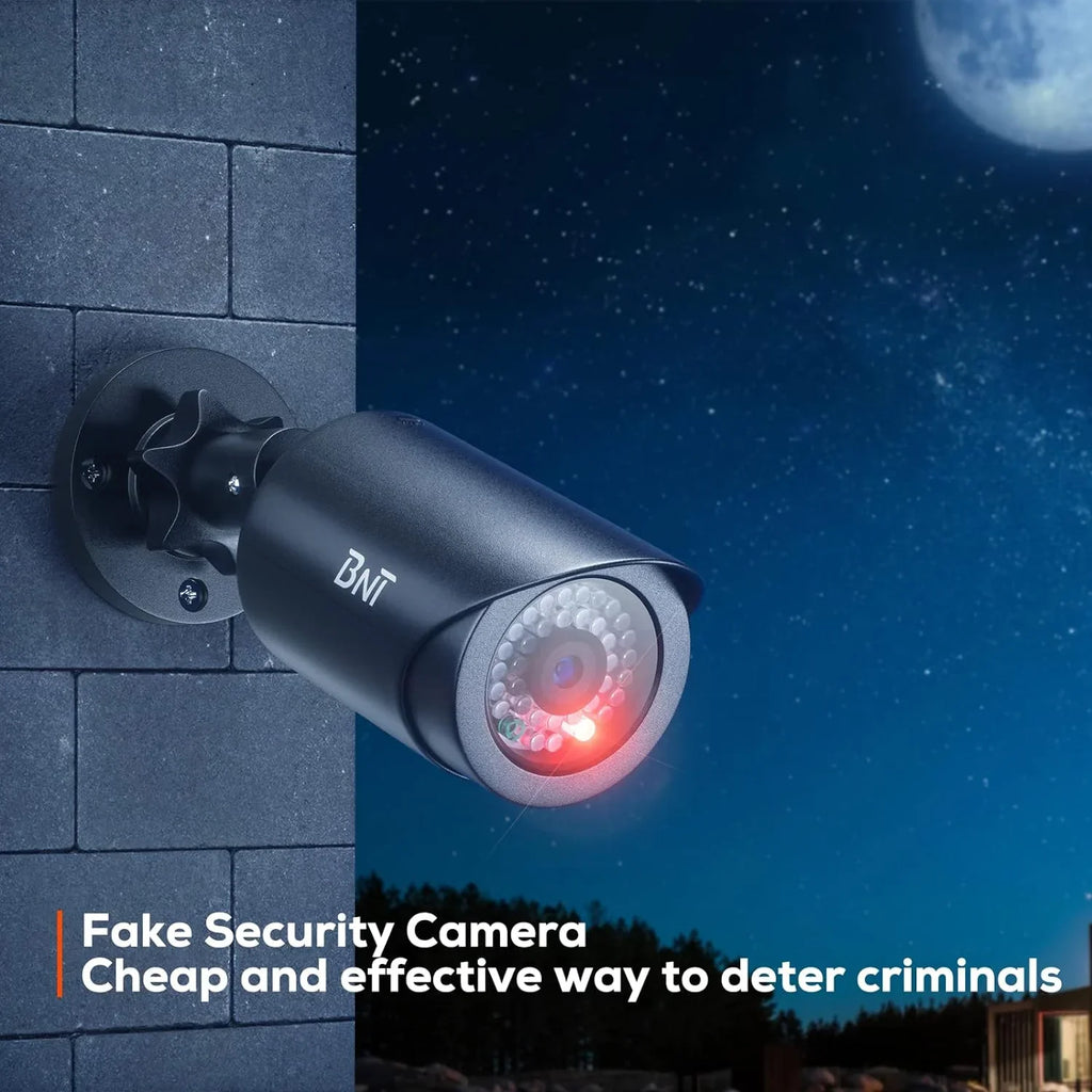Night, Dummy Indoor/Outdoor One Light Security Fake for and Businesses BNT (2 with at Camera, Home Red Security