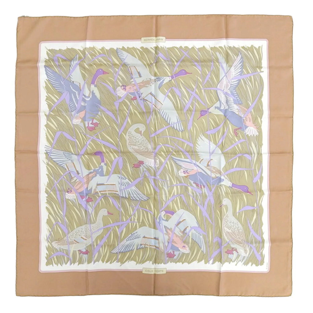 Mallard HERMES COLS Pre-Owned Hermes Scarf Muffler Kare90 Silk Orange VERTS (Good)