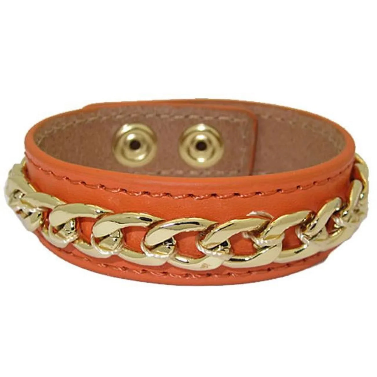 Chain - accent with Bracelet Leather Orange Designer Jewelry