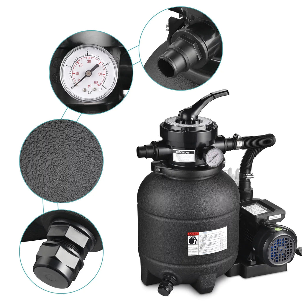 Pump w/ Above Filter 4-Way Ground Strainer 2640GPH 3/4HP Yescom 12" Sand Pool for Valve